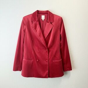 Lauren Conrad Womens Plus Velvet Double Breasted Blazer Red 2X (NWT)